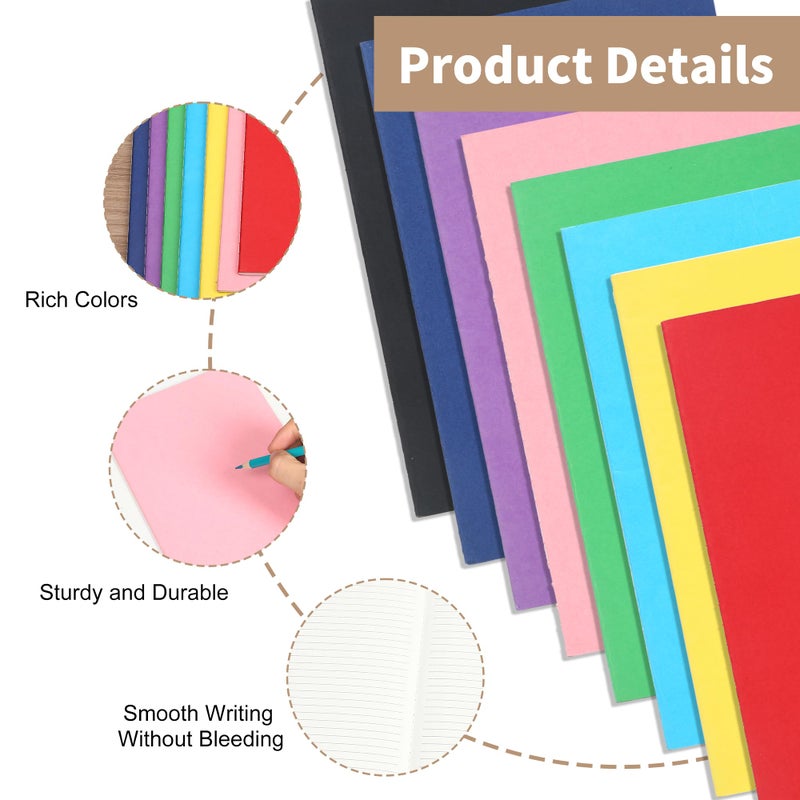 miikoul 48 Pack Colorful A5 Lined Notebook, 8.3x5.5 Inches A5 Small Journals Bulk for Travelers, 60 Pages/30 Sheets College Ruled Subject Notebooks 80 GSM for Students Traveler School Office Supplies - Image 3